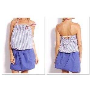 Philosophy di Alberta Ferretti Blue & White Sundress Sz 6 Cotton Blend